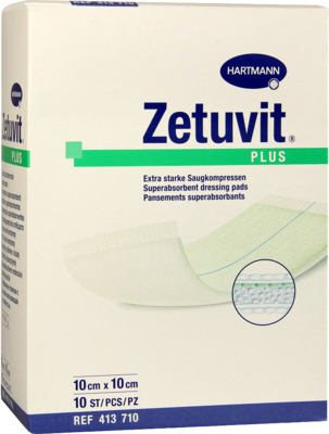 ZETUVIT Plus extrastarke Saugkompr.steril 10x10 cm